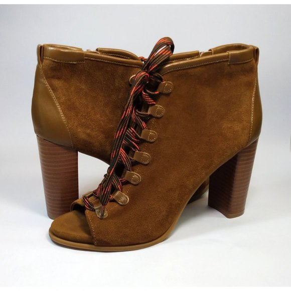 Women’s Suede Lace Up Peep Toe Booties size 8.5M by Nine West - Picture 8 of 12